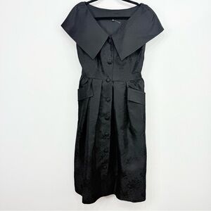 J. Peterman Black Wide Collar Button Up A Line Retro Vintage Vibe Dress